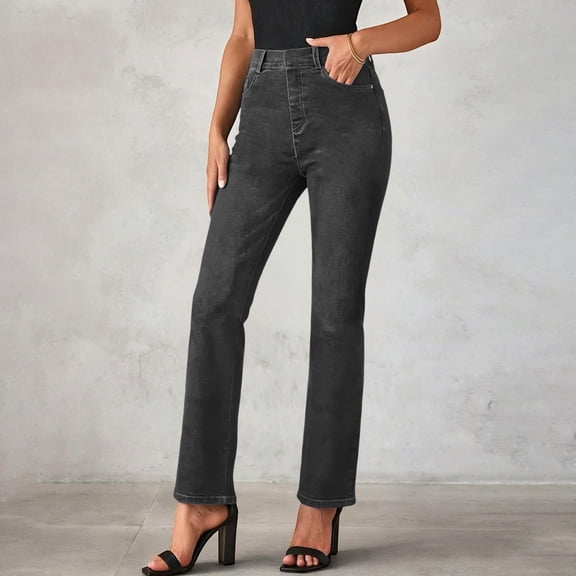 TaTaai Women's High Waisted Straight Leg Cat Whisker Jeans Casual Denim Long Pants Slim Fit Retro Fashion All Match Daily Wear Gift