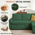 thumbnail image 2 of Soscana Sectional Sofa with Reversible Storage Chaise,Sleeper Sofa Couch Pull Out Bed 2 in 1,3 Seat L Shaped Sectionals with Side Pockets for Living Room Apartment Office Studio,Green, 2 of 7