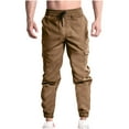 thumbnail image 2 of ZHUGeLI Mens Casual Cargo Joggers Pants Elastic Waist Drawstring Stretch Relaxed Fit Work Pants Tapered Sweatpants, 2 of 7
