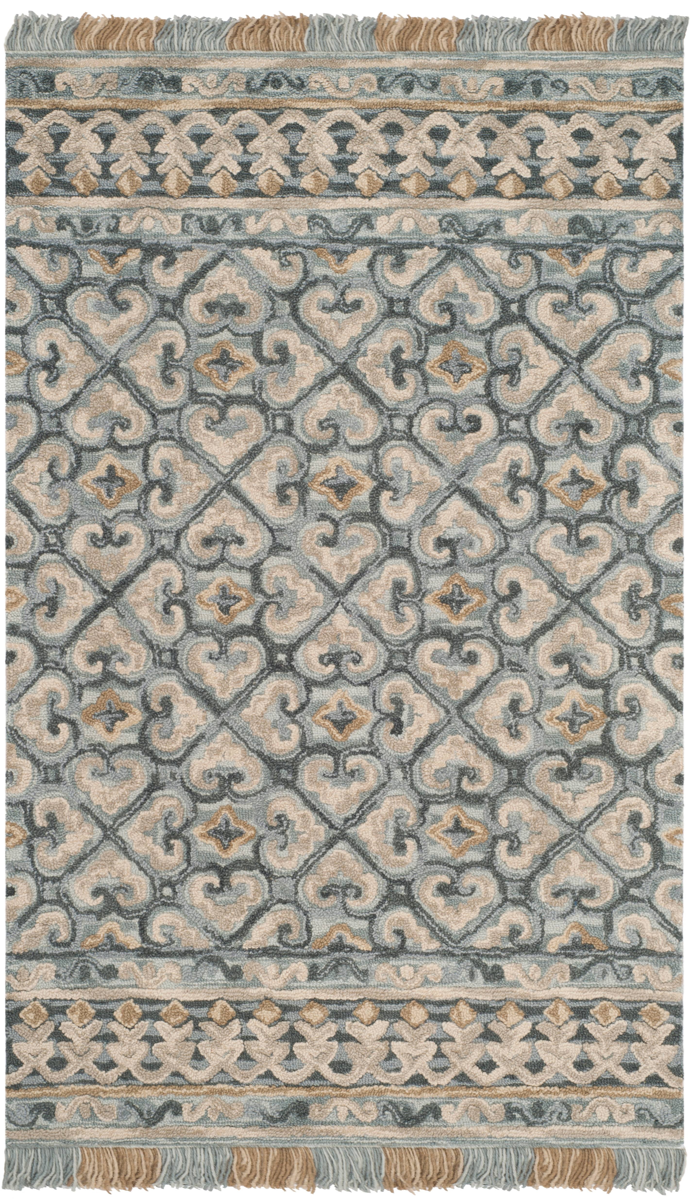 SAFAVIEH Blossom Jocelyne Geometric Area Rug, Light Beige/Blue, 5' x 8'