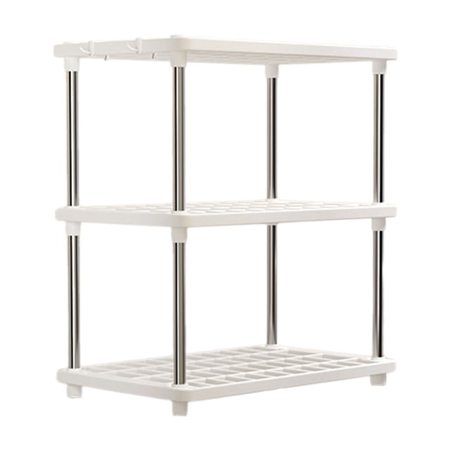 Estantería de almacenamiento de 3 niveles, unidad de almacenamiento independiente, estante de almacenamiento de piso, estante de plástico conectable para despensa, cocina, armario, baño, lavandería,