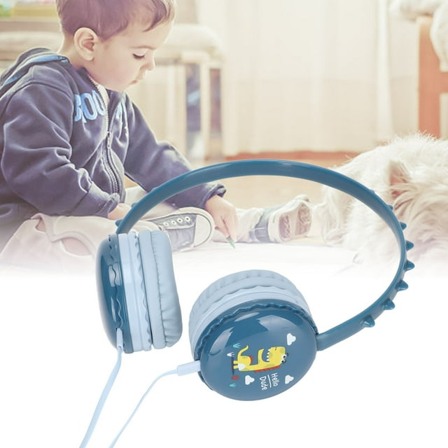 Kids Headphone Stereo Sound , Volume Control, 3.5mm Jack Stereo Adjustable Headband with Cool Dinosaur Pattern for School Airplane Video Chat Online Classroom
