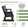 thumbnail image 3 of HIPS Patio Glider with Cup Holders, Durable Poly Lumber Material, All-Weather Resistant, High Backrest and Deep Contoured Seat, Ladder Back, Heavy Duty 900 LB, for Outdoor, Patio (Black, 3-Seat), 3 of 6