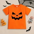 thumbnail image 2 of YAYUBA Halloween Shirt for Toddler Boy Girl Pumpkin Ghost Face Crewneck Short Sleeve Tshirt for Kid Halloween Clothes Top for 6-7 Years, 2 of 2