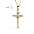 thumbnail image 3 of Bling Jewelry Womens Traditional Jesus Inri Crucifix Cross Pendant Necklace Two Tone 18K Gold Plated, 3 of 4