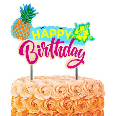 Happy Pineapple Luau Happy Birthday Cake Decoration Banner