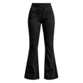 thumbnail image 4 of LMIHMI Womens Flare Leggings with Pockets Drawstring High Waist Bootcut Yoga Pants Stretch Bell Bottoms(Black,X-Large), 4 of 5