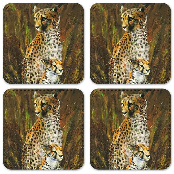 Vinyl Drink Coasters - Set of 4 - Cheetah