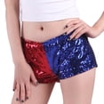 thumbnail image 6 of HDE Women's Red and Blue Metallic Sequin Booty Shorts for Harley Misfit Halloween Costume (Red and Blue, XX-Large), 6 of 6