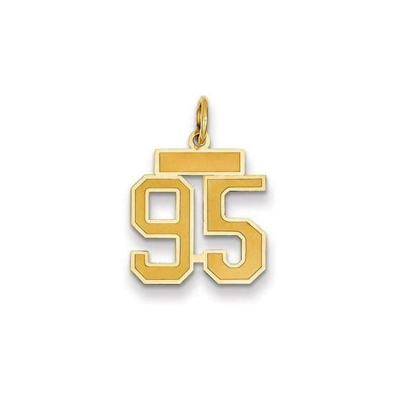 14k Yellow Gold Satin Brush Finish Small Size Number 95 Charm Pendant
