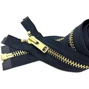 YKK- Extra Heavy Duty Jacket Zipper YKK #10 Brass- Metal Teeth Separating -Chaps Zippers for Crafter's Special Color Navy #560 Made in USA -Custom Length (30 inches)