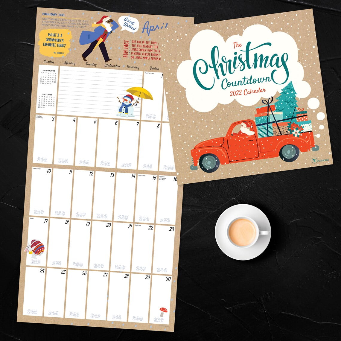 Organized Christmas Countdown 2022 2022 - 2023 Monthly Wall Calendar, 16 Month Large Grid,, Christmas Countdown  Theme, 12 X 12 In. - Walmart.com