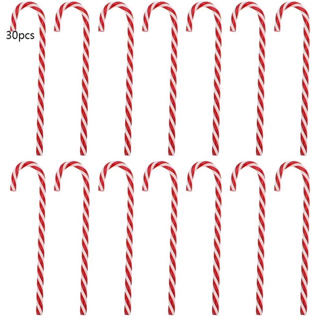 Colgante de decoración de bastón de caramelo de plástico de Navidad de 30 piezas-15 cm rojo y blanco a granel Ormromra HR-0007