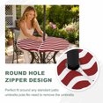 thumbnail image 4 of Round Outdoor Tablecloth with Umbrella Hole and Zipper, Red White Tablecloth with Elastic Waterproof, Modern Abstract Waves Water Ripple Striped Patio Table Covers for 36" - 44" Picnic Pool Tables, 4 of 9