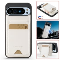 for Google Pixel 7 Case Wallet with Card Holder for Women Men Compatible with Magsafe Wallet Detachable Magnetic 2 in 1 Stand Credit Card Slots PU Leather Shockproof Phone case-Off, White