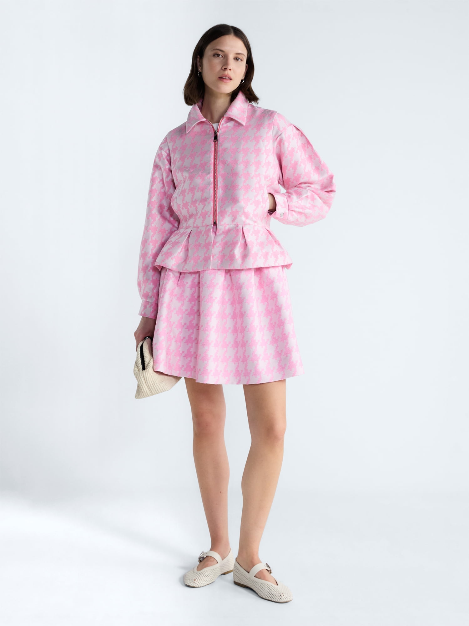 Free Assembly Women's and Women's Plus Houndstooth Peplum Jacket, Sizes XS-4X