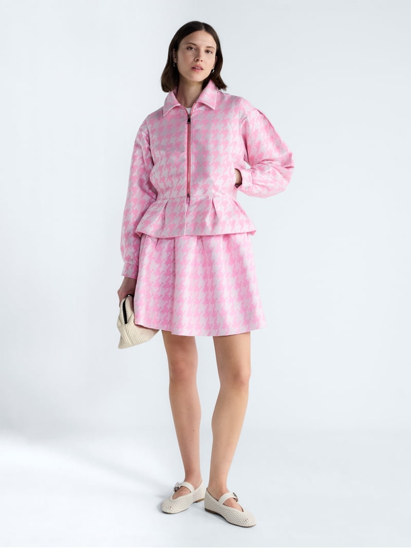 Free Assembly Women's and Women's Plus Houndstooth Peplum Jacket