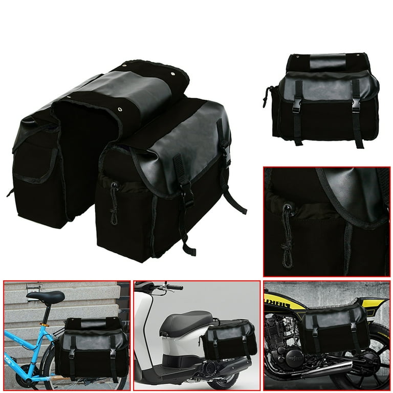 26L Canvas Leather Motorcycle Side Saddle Bag Pannier Luggage Storage Bag Rope Walmart