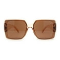 thumbnail image 2 of Womens Oversized Inset Lens Rectangular Plastic Chic Butterfly Sunglasses Peach - Brown, 2 of 4