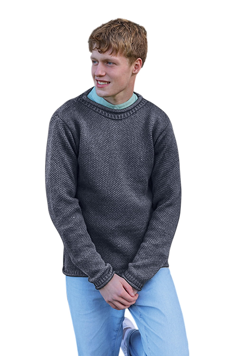 aran polo neck jumpers mens