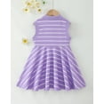 thumbnail image 2 of Baby Girls Clothes Toddler Girls Polo Dress 3T Girls Summer Casual Dress 4T Girls Lapel Sleeveless Stripe Dress Purple, 2 of 7
