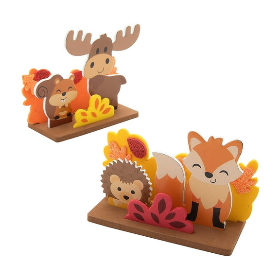 Fun Express Fall Animal Scene Foam Stand-Up Craft Kit - Makes 12