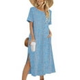thumbnail image 3 of STETMN Maxi Dress for Women Short Sleeve V Neck T Shirt Loose Oversize Flowy Long Dresses, 3 of 6