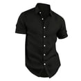 thumbnail image 4 of Qwertyu Men's Casual Button Down Shirts Short Sleeve Summer Beach Shirt Fashion Vacation Wedding Shirts Black 3XL, 4 of 5