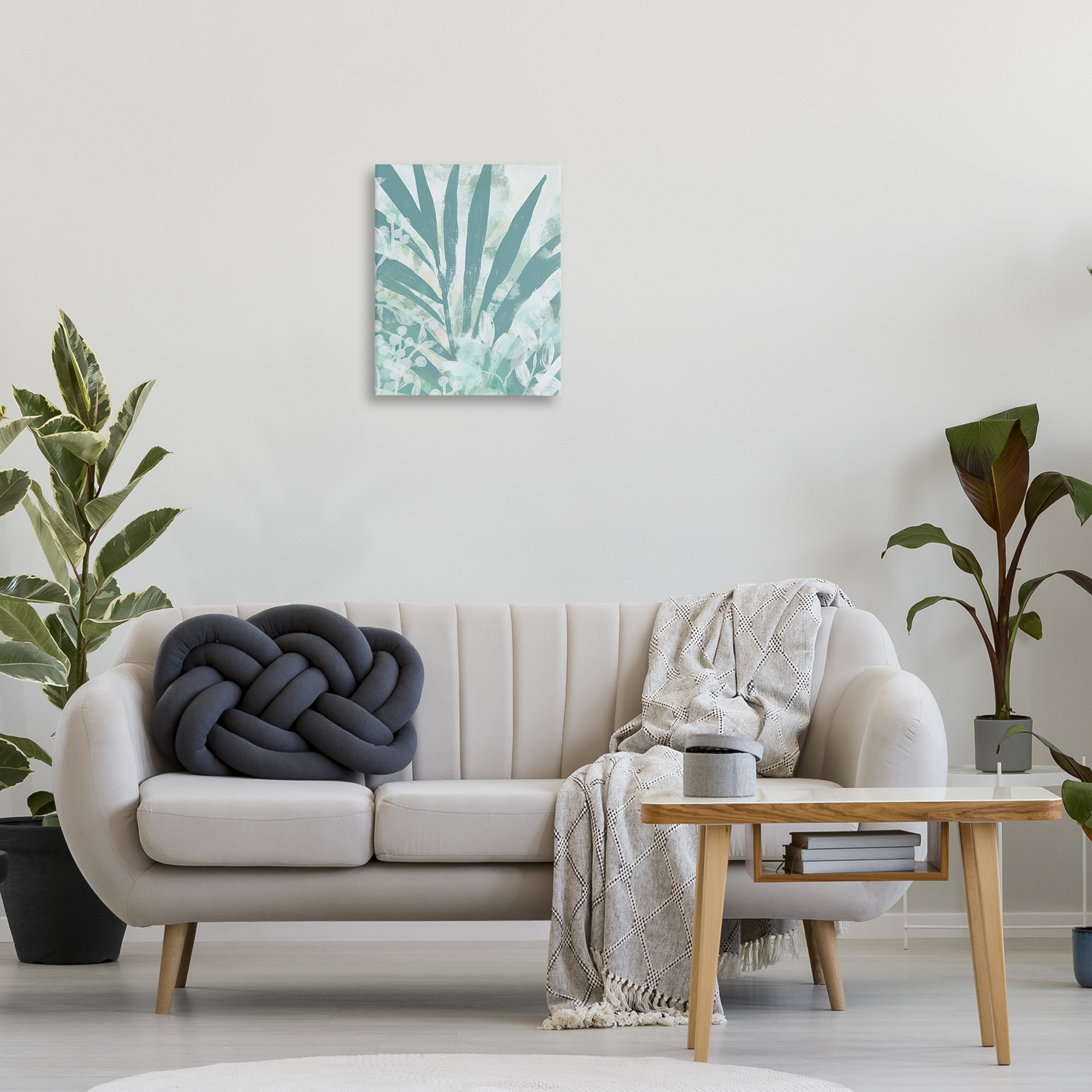Stupell Industries Palm Frond Splatter Botanical & Floral Painting Gallery Wrapped Canvas Art Print Wall Art, 16 x 20