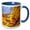 Blue/White, variant on 3drose, Wet Yellow Leaves. White Text Thank You. Thanksgiving Theme, 11oz Mug