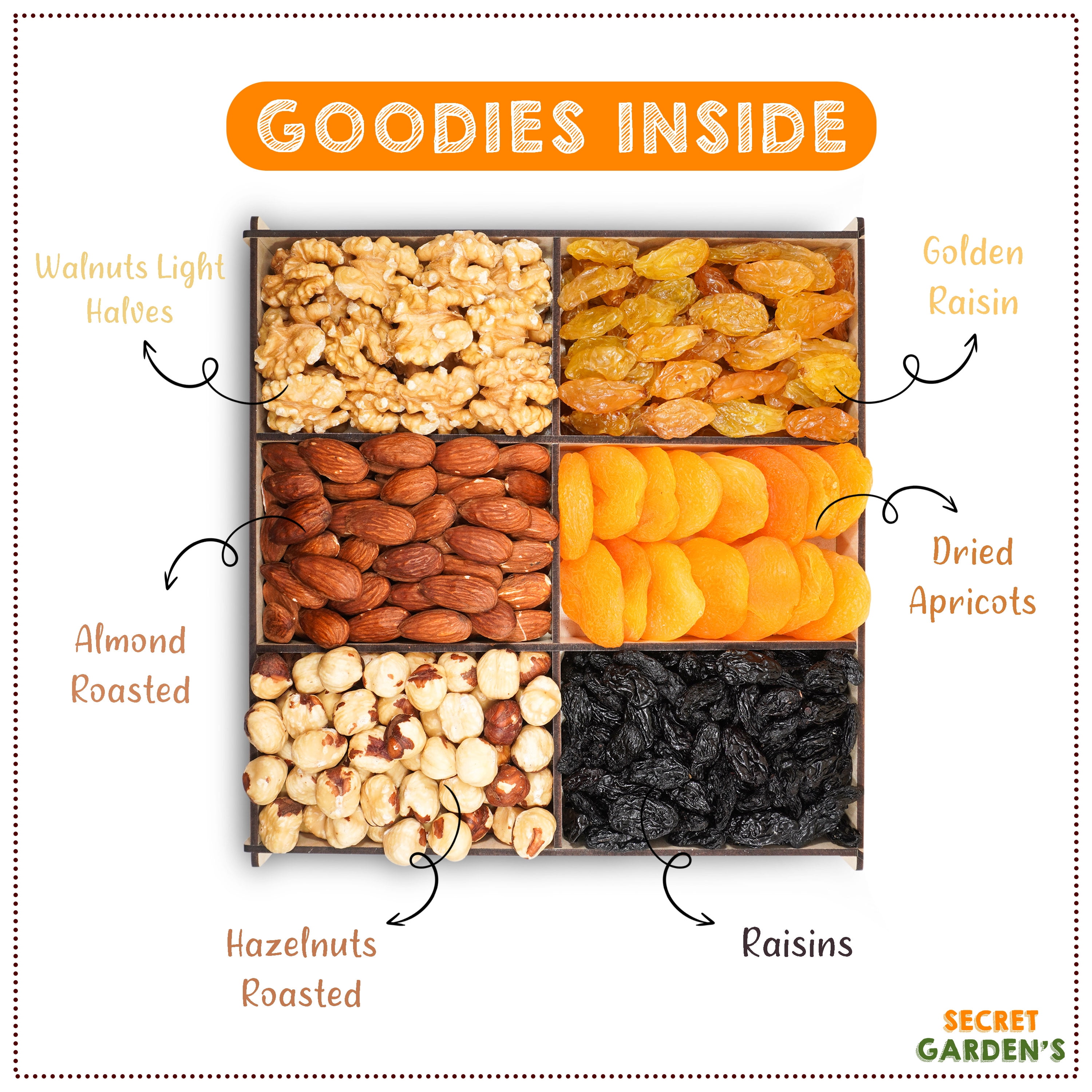 Dry Fruit Nuts Tray Business, Customer Gift Box, Thanksgiving, Birthday, Christmas, Secret Garden's