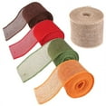 thumbnail image 1 of CHUANK 5 Rolls of Christmas Ribbon Wired for Handmade DIY Ribbon Wrapping Burlap Ribbon Rolls Colored Woven Linen Rrolls, 1 of 8