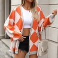 thumbnail image 6 of Kilaqueen Best Cardigans for Women Argyle Plaid Button Down V Neck Knit Cardigan Casual Soft Long Sleeve Cardigan Sweaters, 6 of 7