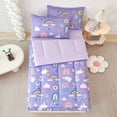 thumbnail image 4 of ZRNBAST Zipper Kids Comforter Set, 3-Piece Purple Twin Bed in a Bag, Cartoon Rainbow Stars Flowers Printed Zip Up Comforter Set for Girls, All in one Zipper Bedding(Purple,Twin), 4 of 11
