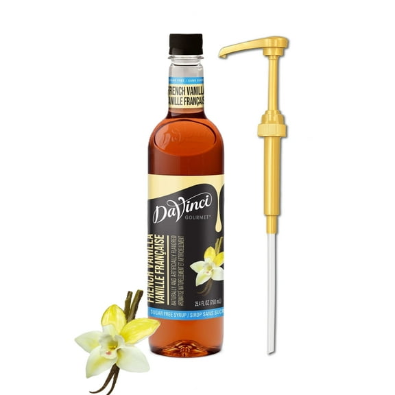 DaVinci Gourmet Sugar Free French Vanilla Syrup, 750ml Bottle   Gold Pump
