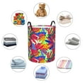 thumbnail image 4 of Balery Colorful Bananas Cesta de ropa redonda con asas, impermeable, independiente, para ropa, juguetes, dormitorio y familia-Small, 4 of 6