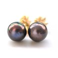 thumbnail image 4 of EOEMY 13.5mm Round Coffee-Black Edison Pearl Dangle Earring, 4 of 5