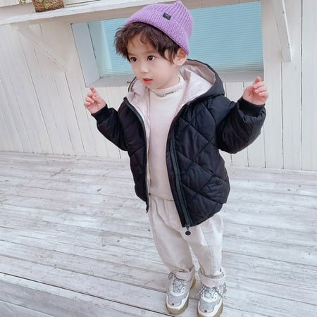 

DENGDENG Toddler Baby Child Children Kids Hooded Zip Up Thicken Coat Padded Long Sleeve Outerwear Warm Winter Clothes 1Y-7Y