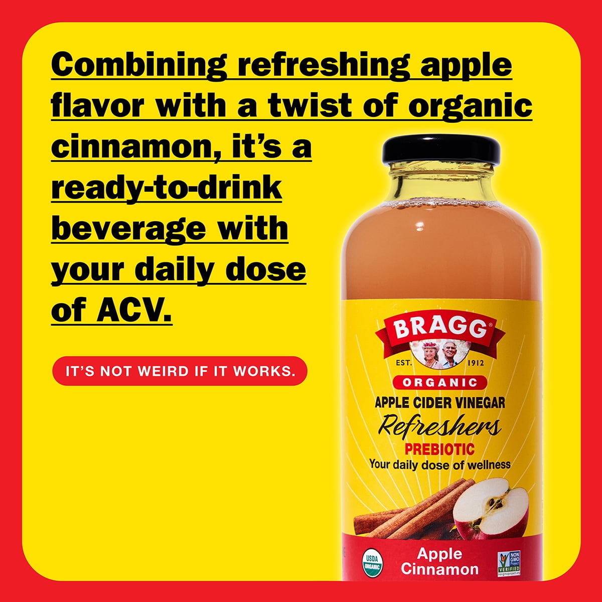 Bragg Organic Apple Cider Vinegar Refresher, Apple Cinnamon, 16 fl oz