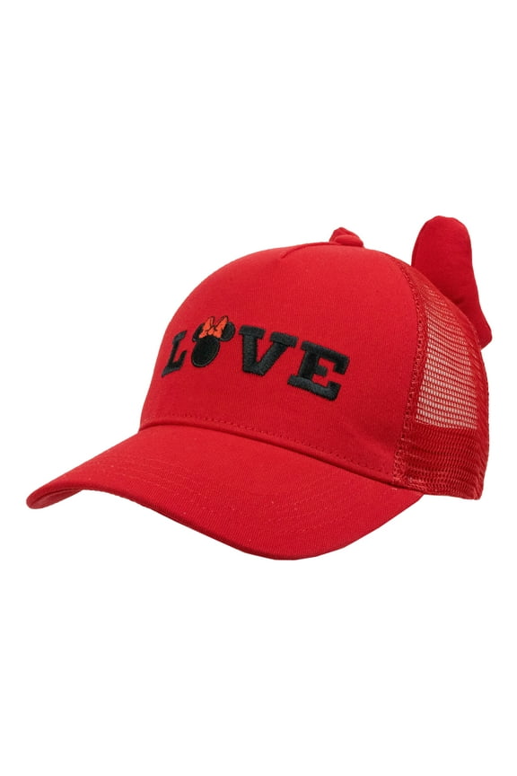 Minnie Mouse Girls Baseball Cap with Bow, Red, One Size Fits Most