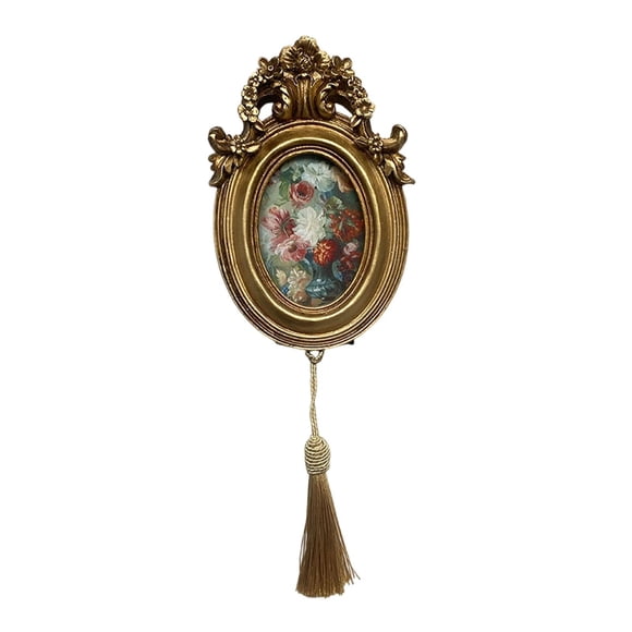 Luzkey Small Picture Frame Vintage Photo Frame Antique Resin Elegant Decorative Photo Display Holder Desktop Wall Mount for Entrance