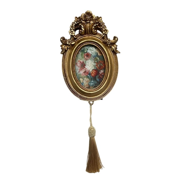 simhoa Vintage Photo Frame Oval Small Picture Frame for Office Living Room Entrance