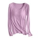 thumbnail image 2 of Pijama de manga larga para mujer, color liso, manga larga, cuello redondo, con copa acolchada, ropa de casa, pijama modal para mujer, 2 of 9