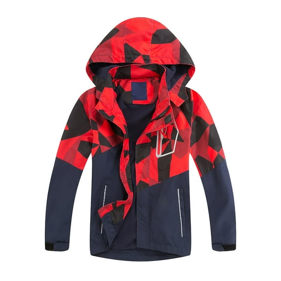 Mercatoo Kids Boys Lightweight Rain Jacket Camouflage 𝗛ooded Raincoat Zip Up 𝗪aterproof Windbreakers for Outdoor Hiking Ski