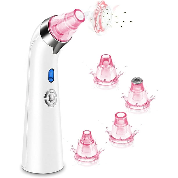 Aspirador de poros para eliminar puntos negros, limpiador facial de poros, extractor eléctrico de puntos blancos y comedones con 5 niveles de potencia de succión, 4 sondas, para mujeres y