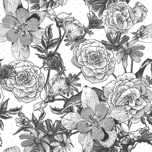 MuralsPrint Wild Summer Garden Flowers Peel and Stick Floral Wallpaper, Removable Wallpaper 10'L x 24''W