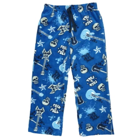 Jelli Fish Kids Boys Blue Rock  Roll Fleece  Sleep Pants 