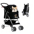 thumbnail image 5 of XF XINFENG Pet Stroller, 4 Wheel Foldable Dog Cat Stroller for Small Medium Dogs & Cats, 33 lbs Capacity Jogger Stroller with Cup Holder & Storage Basket, Black, 5 of 10
