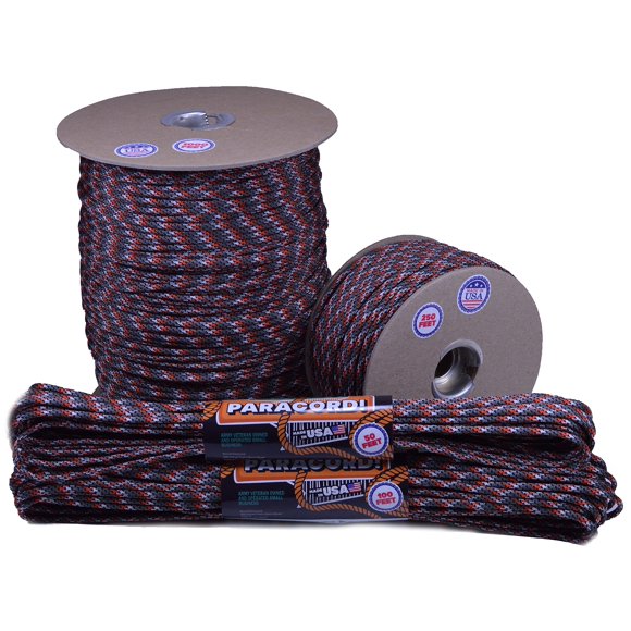 Bored Paracord - 1', 10', 25', 50', 100' Hanks & 250', 1000' Spools of Parachute 550 Cord Type III 7 Strand Paracord Well Over 300 Colors - Spy - 1000 Foot Spool