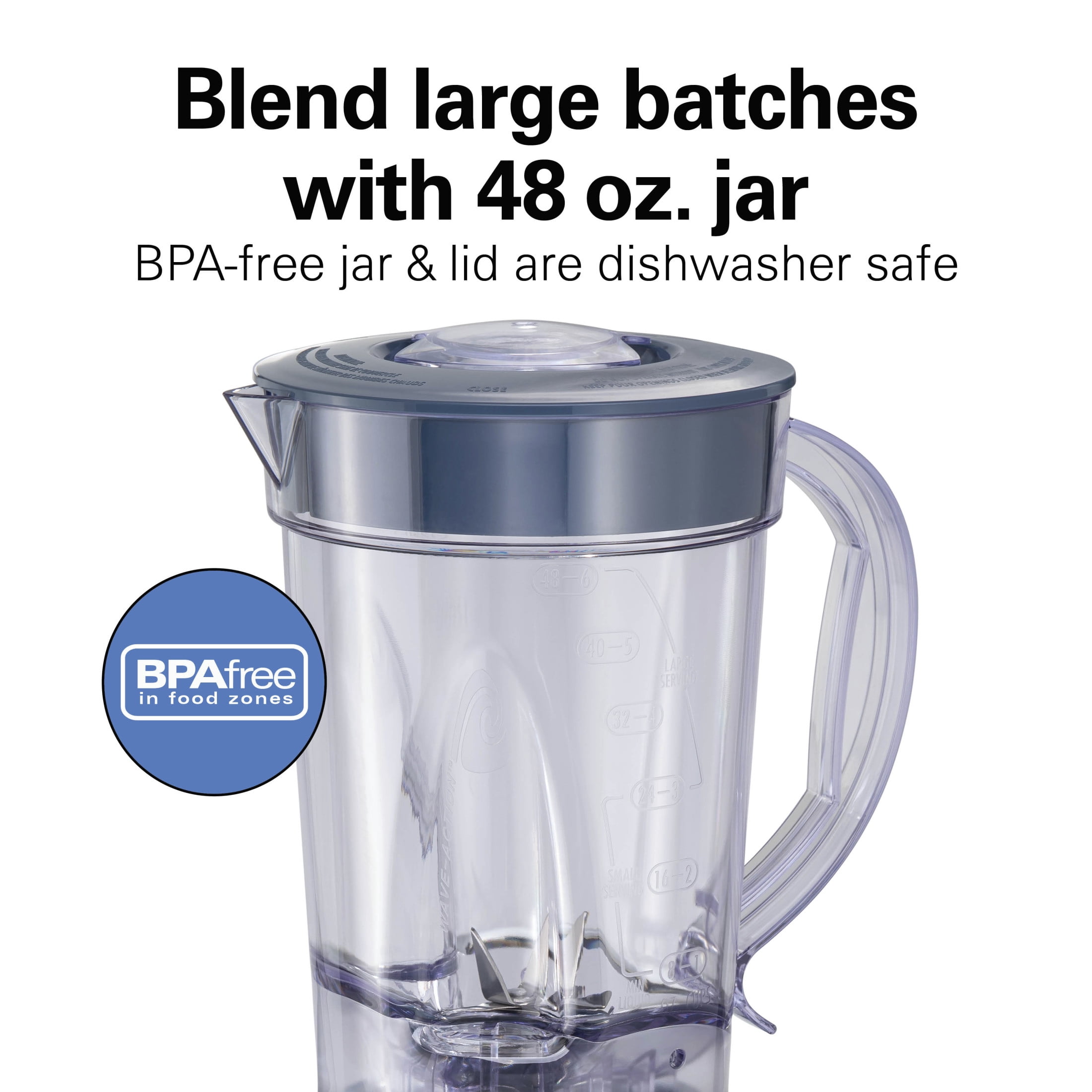 Hamilton Beach Smoothie Blender, 48 oz BPA-Free Jar 650 W 12-Function Countertop Blender for Kitchen, Steel Blue